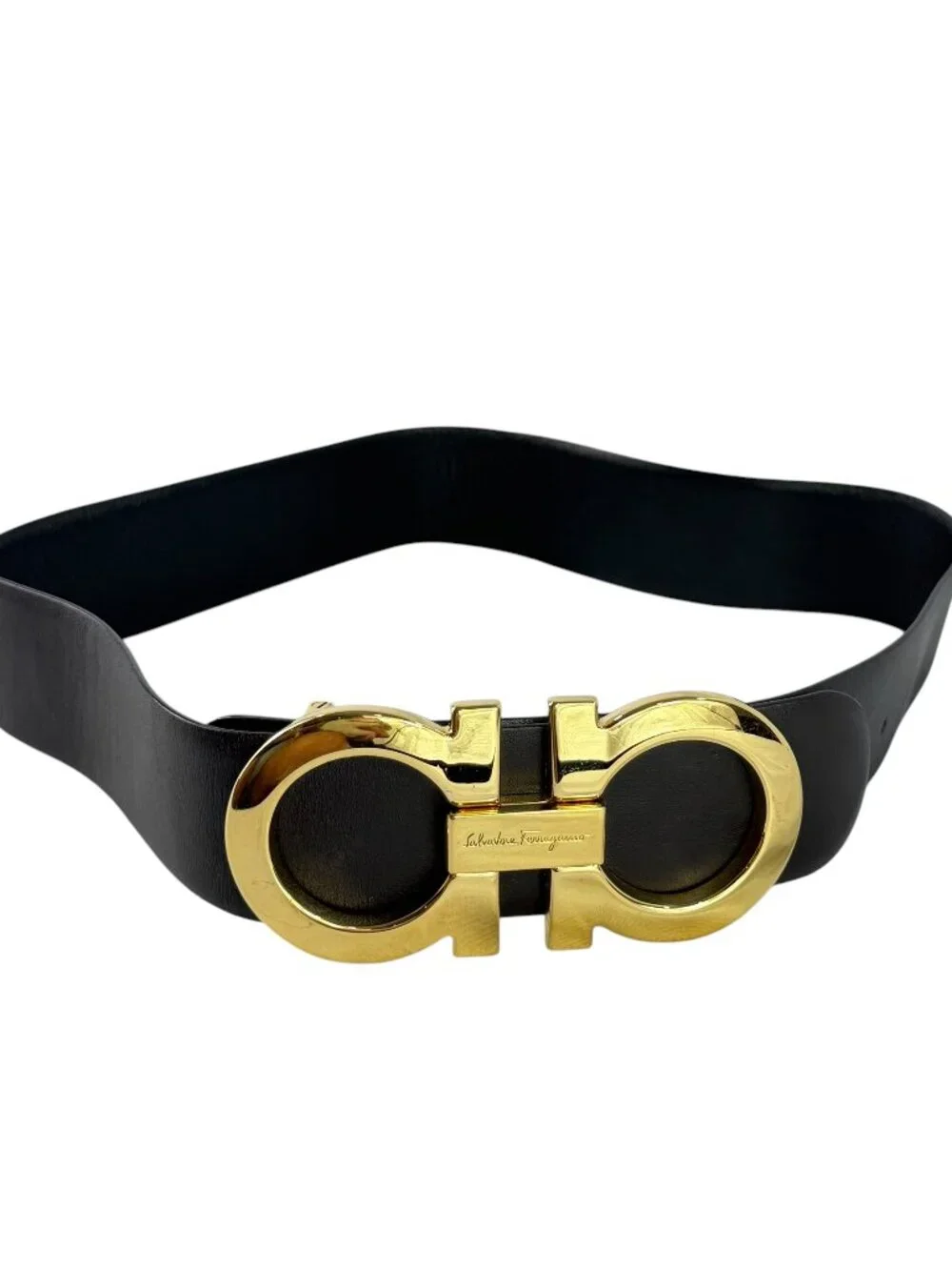 SALVATORE FERRAGAMO Gancini Reversible Black Brown Leather Large Buckle 28/70